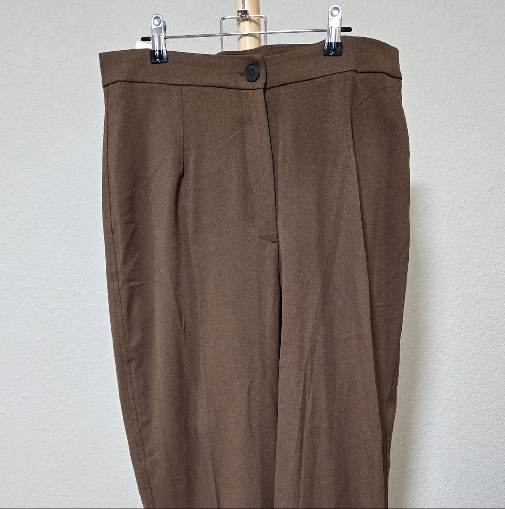 Bershka Wide Leg Trousers – Brown – Size EUR 44 / US 12